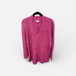 J. Jill V-Neck Sweater in Vibrant Pink